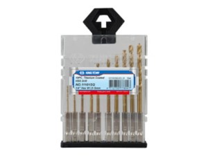KOMPLET WIERTEŁ 1/4" HSS 1.5mm - 5mm, W POWŁOCE TYTANOWEJ, 10 SZT.  KingTony 11101SQ
