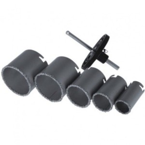 Wycinacz z nasypem węglika wolframu, komplet 33mm,43mm,53mm,67mm,73mm  DEDRA 1517