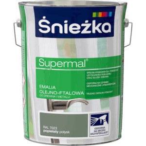 Emalia Olejno-Ftalowa Supermal Popielaty 5L Połysk Śnieżka (7023)