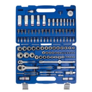 ZESTAW NASADEK 1/4""+ 1/2"" 110cz. 4 - 32mm 6-kąt. Z AKCESORIAMI, CHROM+NARZĘDZIA UNIWERSALNE W WALIZCE PLAST. KingTony 7511MR