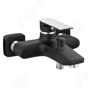 Bateria wannowa ścienna  ALGEO SQUARE BLACK-CHROME FERRO
