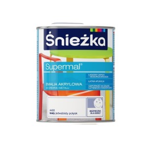 Emalia akrylowa do drewna i metalu Śnieżka Supermal biały pół- połysk 0.8 L (a300)