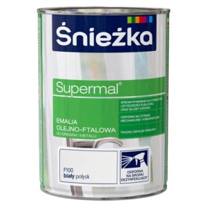 Emalia Olejno-Ftalowa Supermal Biały 0,8L Połysk Śnieżka RAL 9003