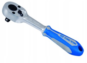 GRZECHOTKA 1/4" 24 ZĘBY 130mm UCHWYT GUMOWY, BLOKADA  KingTony 2779-55G