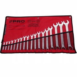 KLUCZE PŁASKO-OCZKOWE ODGIĘTE 18SZT 3-01-25-WK-103 6-32mm PRO